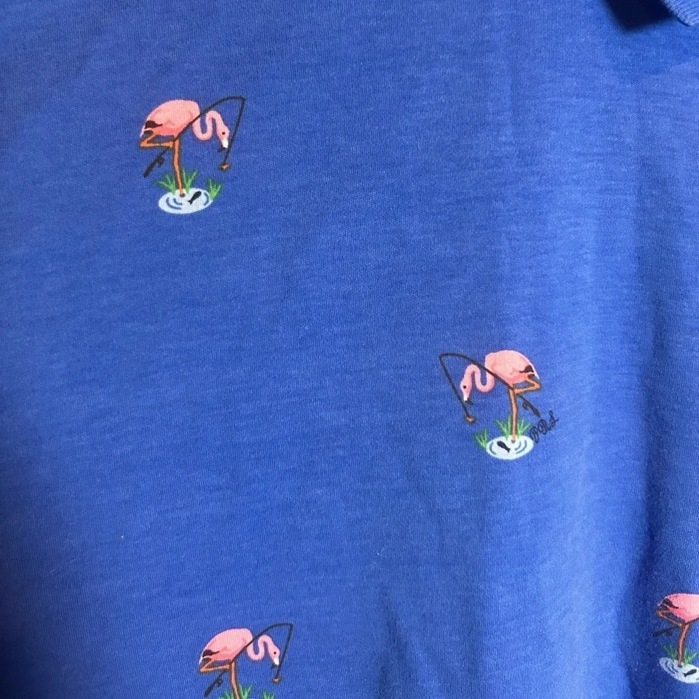 Polo Ralph Lauren Mens 2TG (2X Tall) Short Sleeve Shirt Blue Pink Flamingo